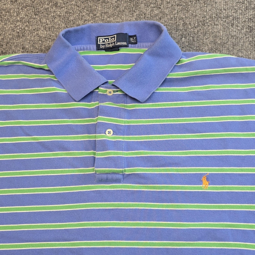 Polo Ralph Lauren Polo Shirt Mens XLT Blue Green Stripe Big Tall Pony Logo
